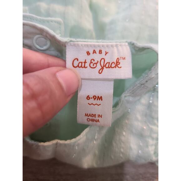 Cat and Jack 6 to 9 months light green and silver striped dress - Picture 4 of 5